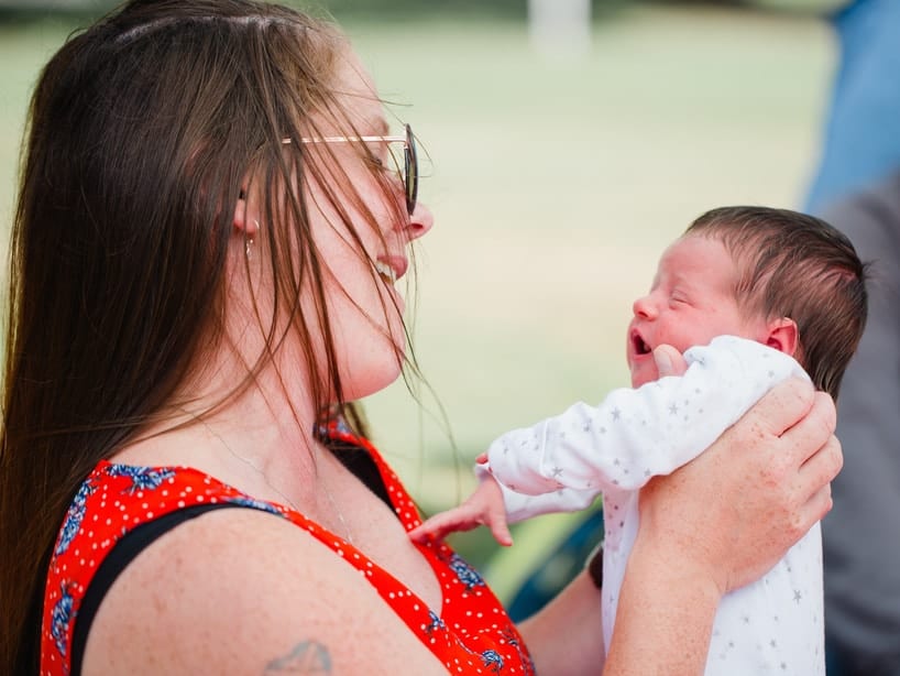 Woman holding baby